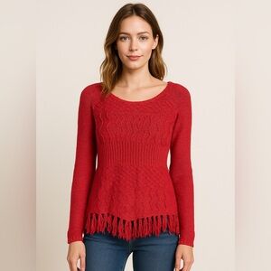 American Rag Red Fringe Sweater
